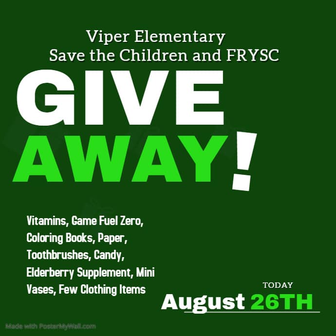 Viper FRYSC worked with Save the Children and CAP to provide numerous giveaways for…