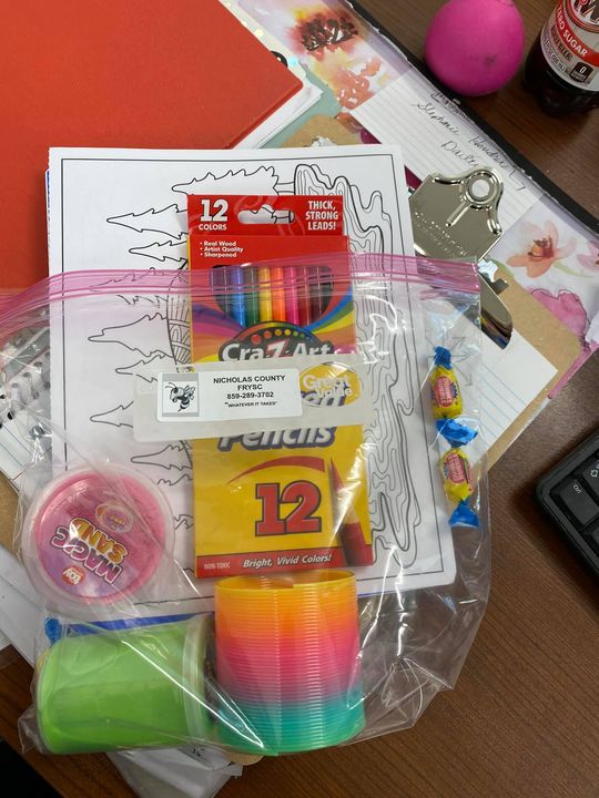 FRYSC Emotional Support Bags for students. ( Journal, pen, two coloring sheets, colored pencils,…