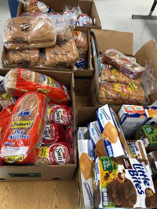 Bread/hotdog buns, bagels etc. giveaway today outside the Family Resource Center at Olive Hill…
