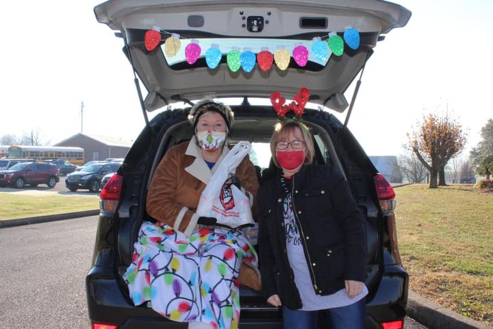 Taking up food for the FRC Hiseville Blessing Box during the Christmas drive through…